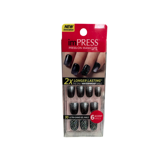 Kiss Gel 30 Nails Flash Mob Black Glitter 62306