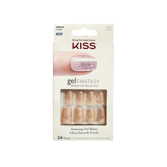 Kiss Gel Fantasy 24 Medium Length Nails 60669 Glitter Tip