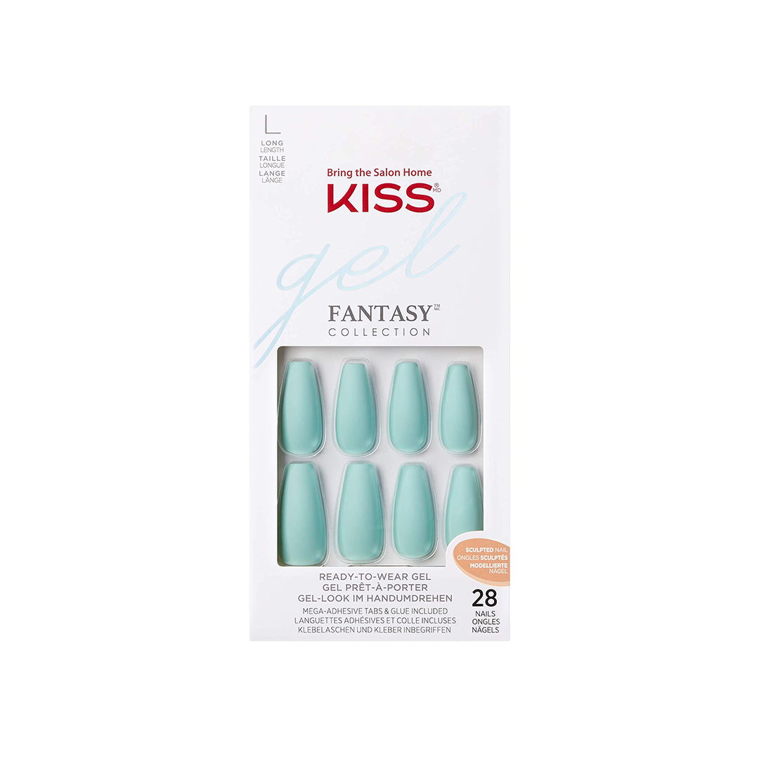 Kiss Gel Fantasy 28 Long Length Nails 85668 Turquoise