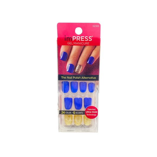 Kiss Gel Nails Flash Mob Blue & Gold Glitter 62306
