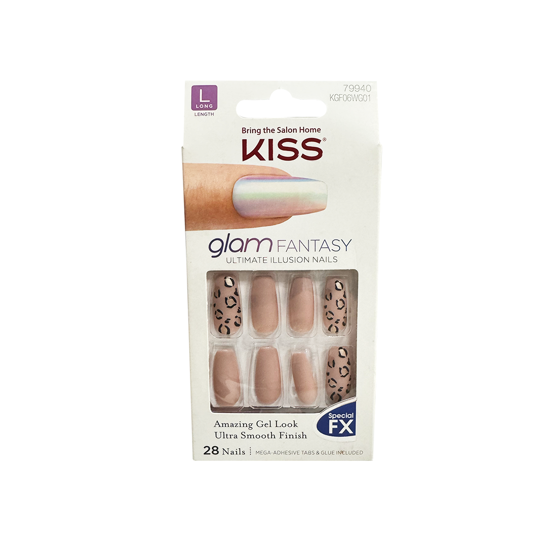 Kiss Glam Fantasy 28 Nails 79940 Cheetah Print KGF06