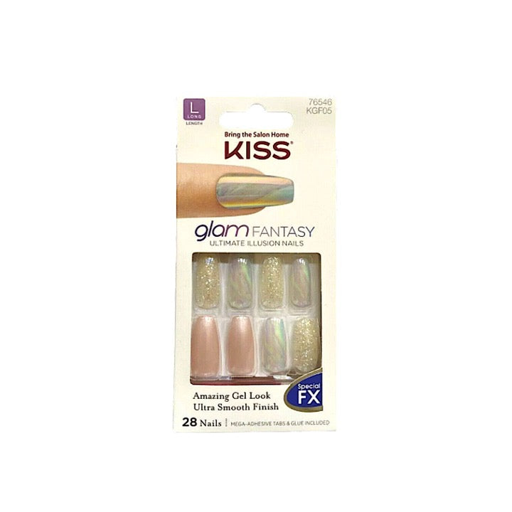 KISS Glam Fantasy Nails – Gelnägel Zum Aufkleben, Style 'Dreams', Inkl. Kleber & Feile, 28 Stück