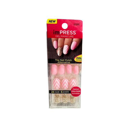 Kiss Impress 30 False Nails Gold Glitter 62308
