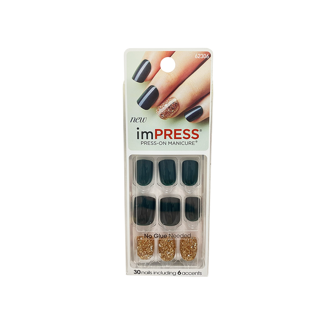 Kiss Impress 30 Nails Flash Mob Dark Green 62306