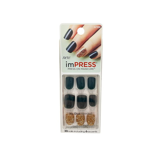 Kiss Impress 30 Nails Flash Mob Dark Green 62306