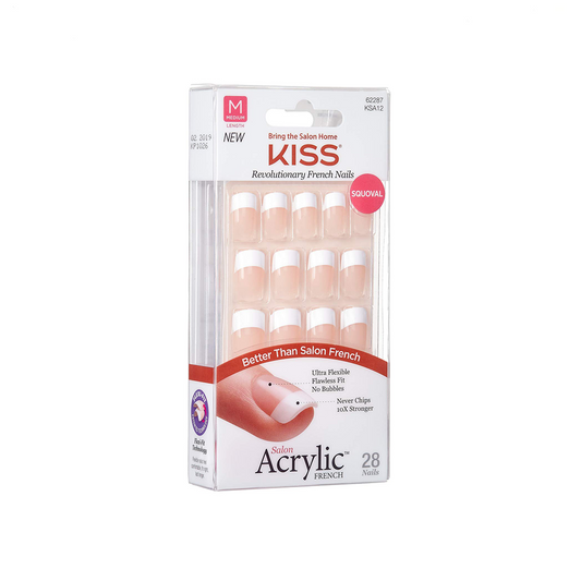 Kiss Salon Acrylic French Nude Medium 28 Nails 62287 KSA12