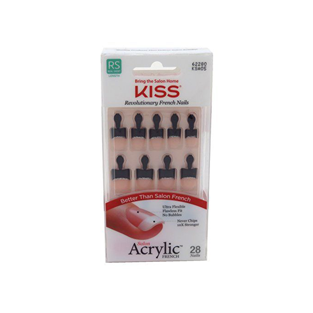 Kiss Salon Acrylic Real Short 28 French Nails 62280