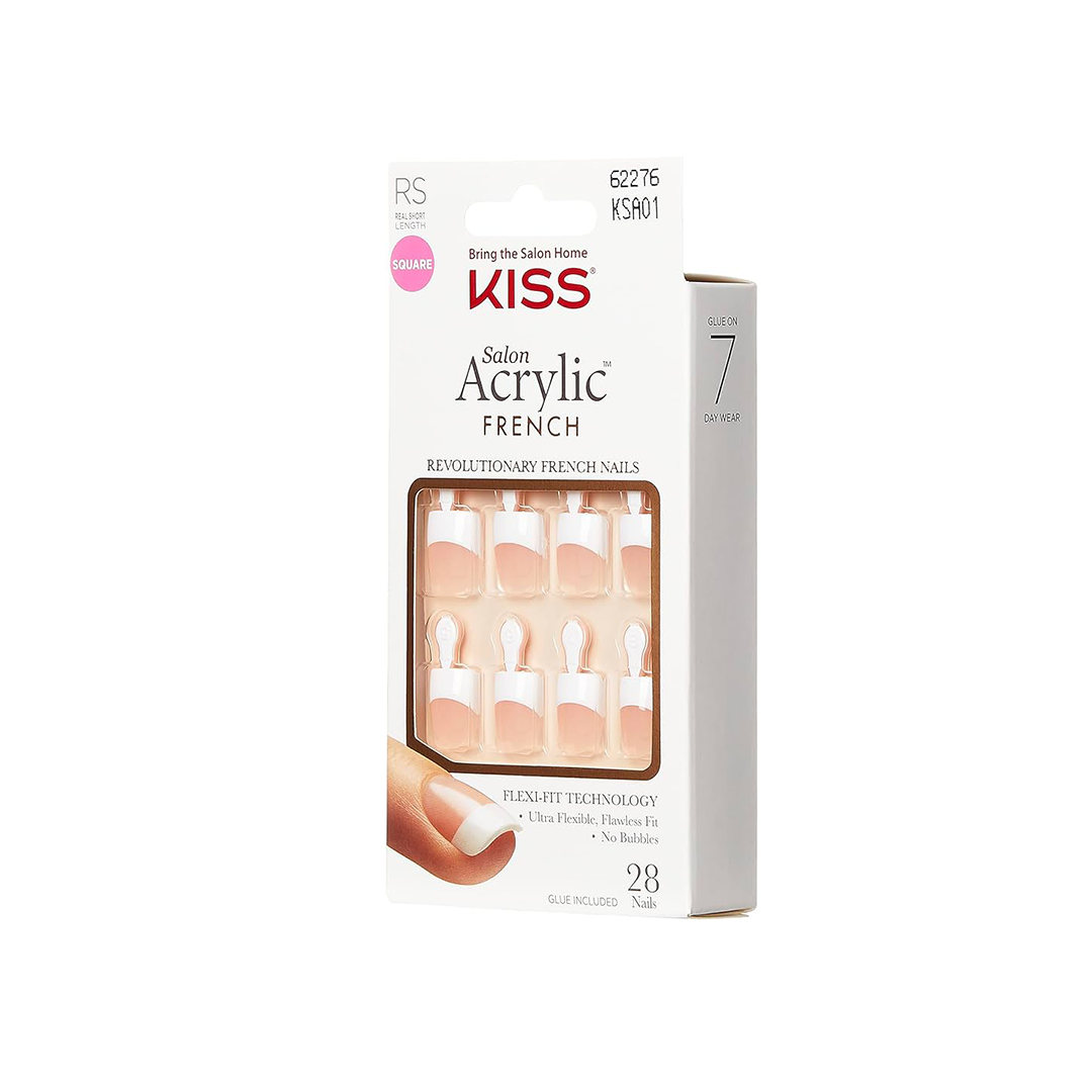 Kiss Salon Acrylic French Real Short Nails 62276