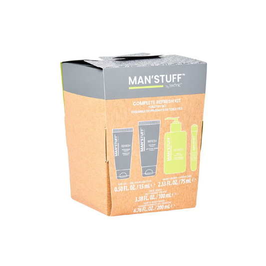 Man Stuff Complete Refresh 4 Piece Kit Face Wash, Moisturiser, Eye Gel & Hair & Body Wash