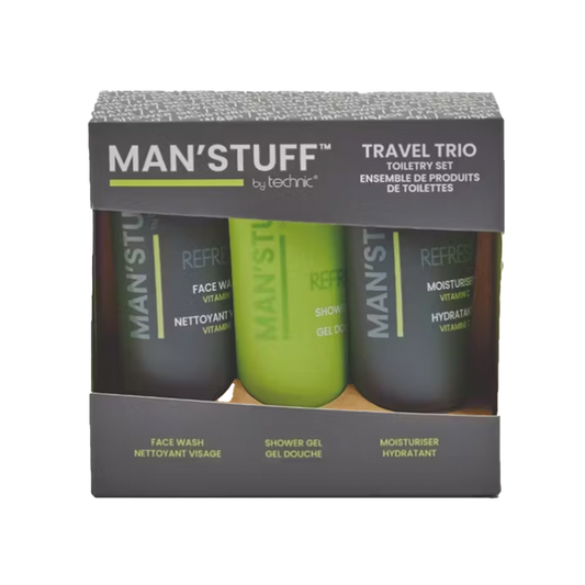 Man Stuff Travel Trio Face Wash, Moisturiser & Hair & Body Wash