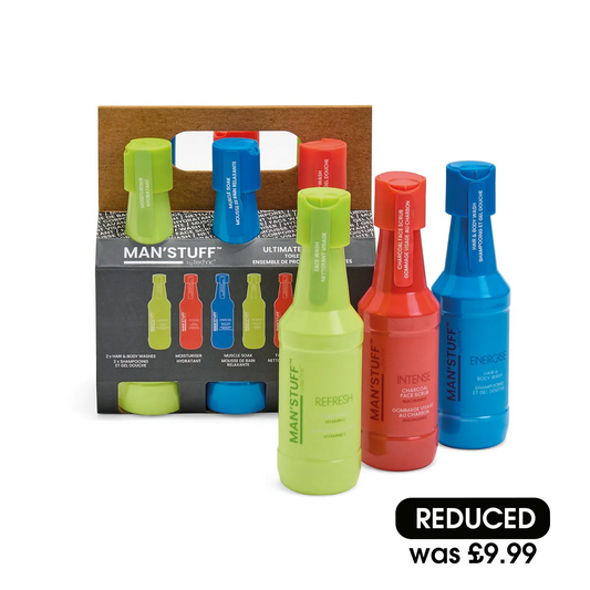 Man Stuff Ultimate Six Pack Face Wash, Moisturiser, Face Scrub, Hair & Body Wash & Muscle Soak