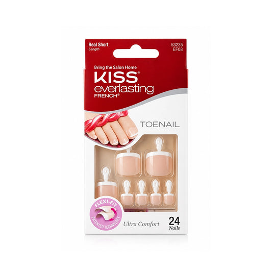 Kiss Everlasting French 24 Real Short Toenails 53245