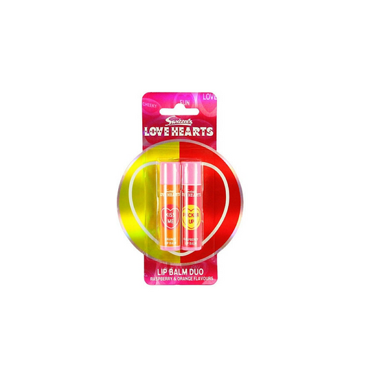 Revolution Swizzels Love Hearts Lip Balm Duo Raspberry & Orange
