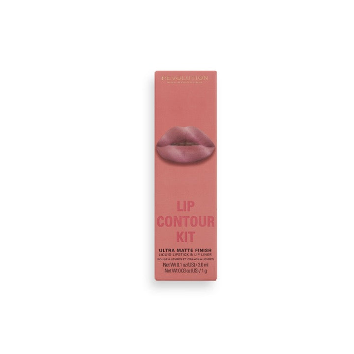 Revolution Lip Contour Kit Ultra Matte Finish Liquid Lipstick & Lip Liner Queen