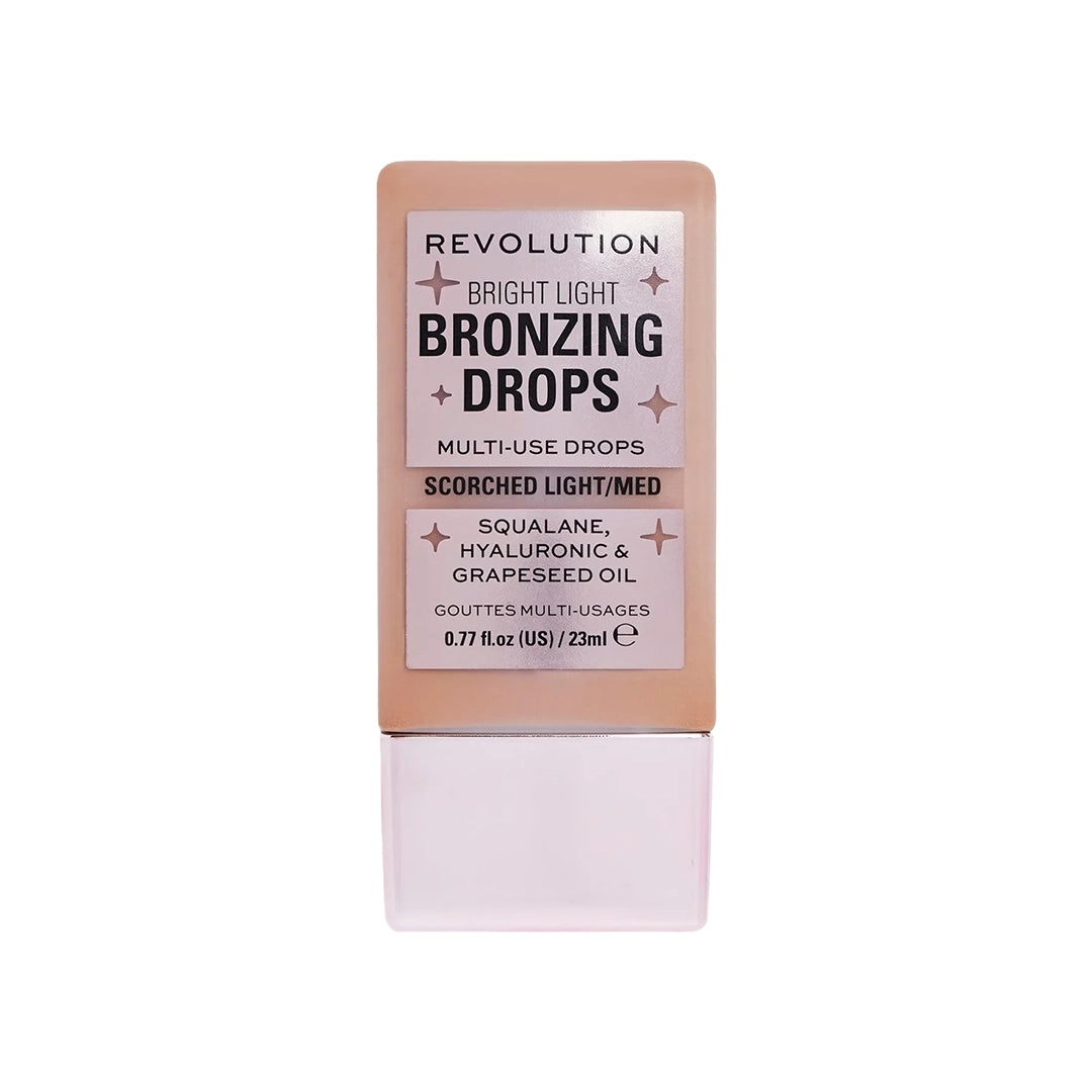 Revolution Bright Light Bronzing Drops Scorched Light/Med With Squalane, Hyaluronic & Grapeseed Oil