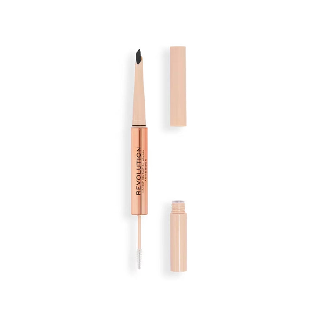 Revolution Fluffy Brow Duo Pencil & Brow Gel Medium Brown