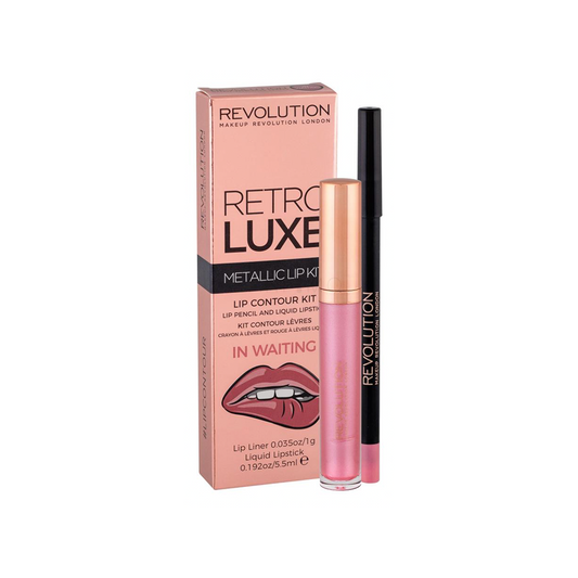 Revolution Retro Luxe Metallic Lip Kit In Waiting