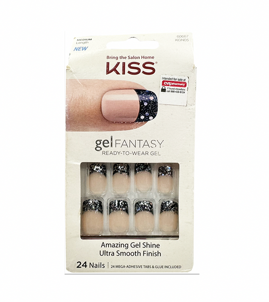 Kiss Gel Fantasy 24 Medium Length Nails Glitter Tip 60667 KGN05