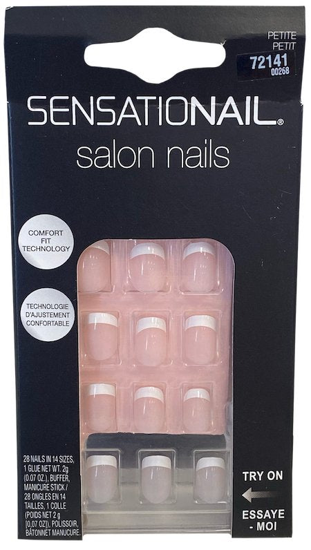 Sensationail Salon 28 False Nails Short Beige French W Glue