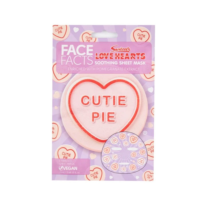 Face Facts Swizzels Love Hearts Cutie Pie Soothing Sheet Mask