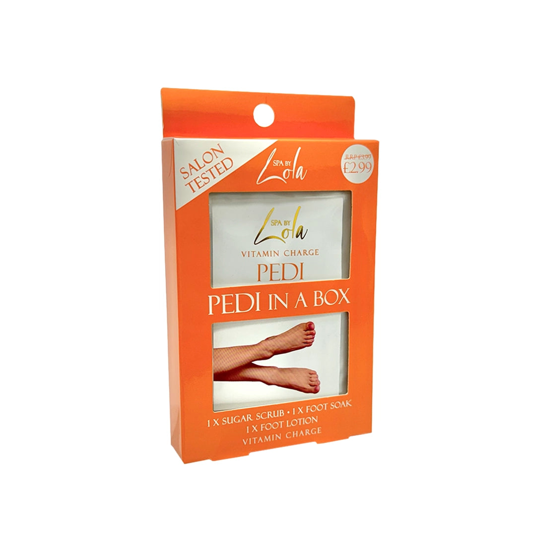 Spa By Lola 3 Step Pedi In A Box Sugar Scrub, Foot Soak & Foot Lotion