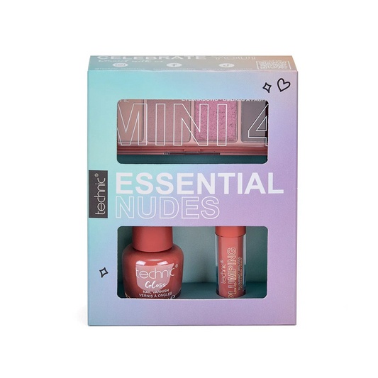 Technic Essential Nudes Set Eyeshadow Palette, Lipgloss & Nail Polish