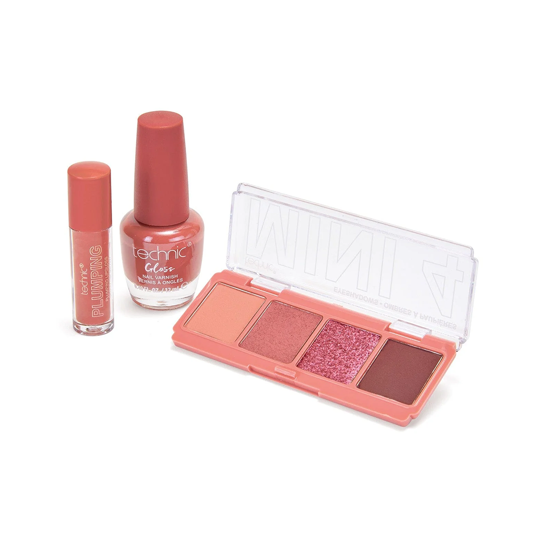 Technic Essential Nudes Set Eyeshadow Palette, Lipgloss & Nail Polish