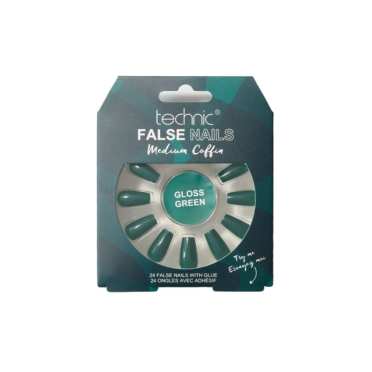 Technic Medium Coffin False Nails Gloss Green