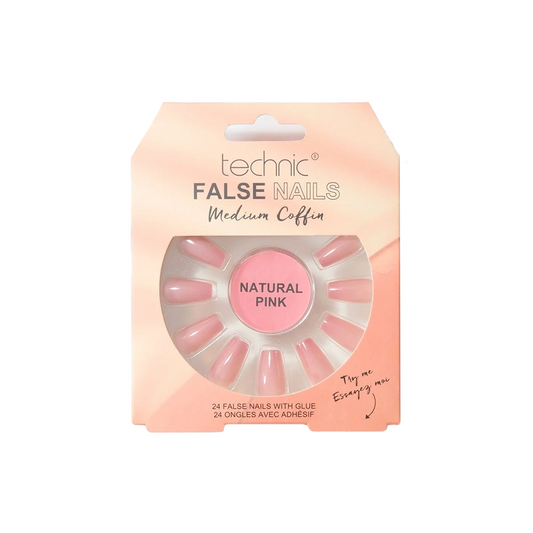 Technic Medium Coffin False Nails Natural Pink