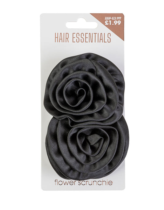 Beauty Outlet Scrunchie Black Flower BEAU545