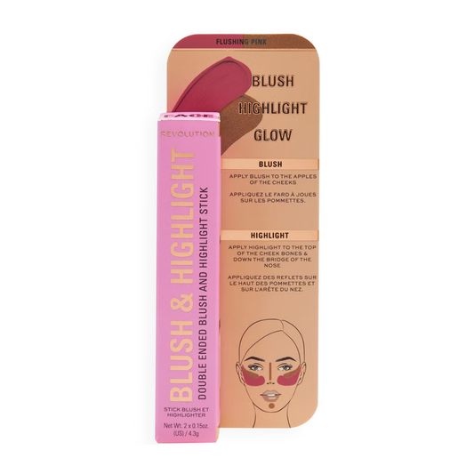 TESTER Revolution Blush & Highlight Stick Flushing Pink