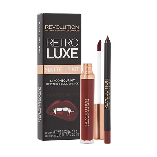 Revolution Retro Luxe Matte Lip Kit Vampire Night