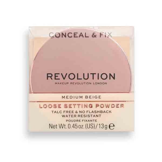 Revolution Conceal & Fix Setting Powder Medium Beige