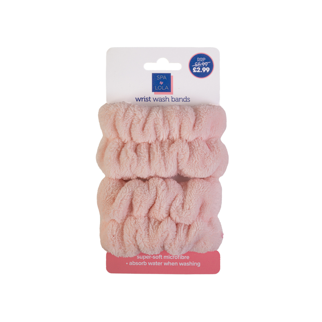 Spa By Lola Wrist Wash Bands Baby Pink BEAU404