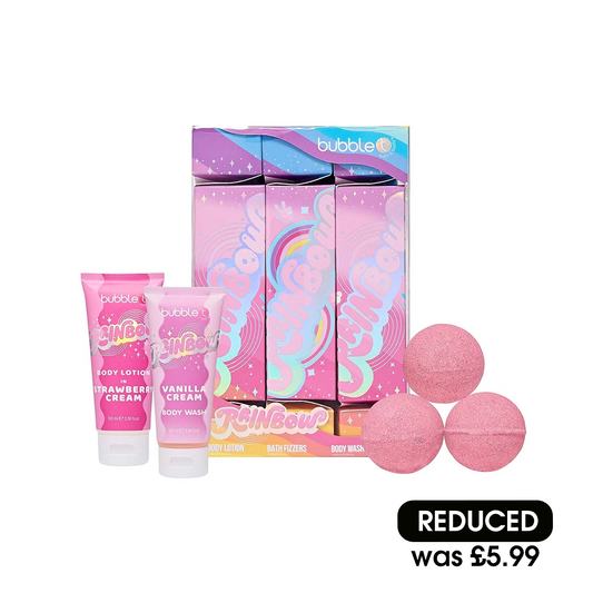 bubble t Rainbow Cracker Set Body Lotion, Bath Fizzers & Body Wash