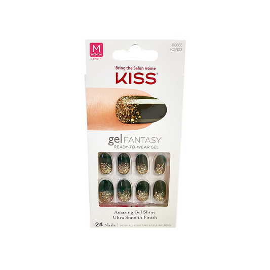 Kiss Gel Fantasy 24 Medium Nails 60665 Green & Glitter
