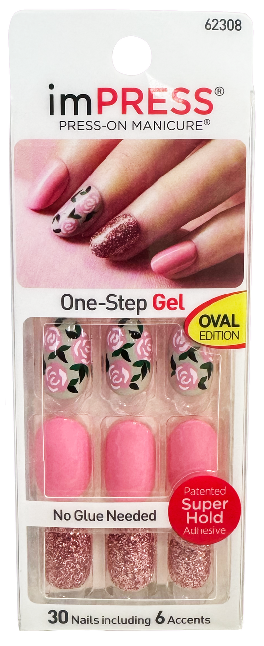 Kiss Impress 30 False Nails Pink Flower 62308