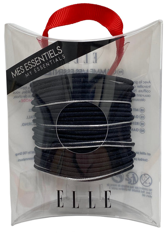 Elle My Essentials Hair Elastics Black & Silver