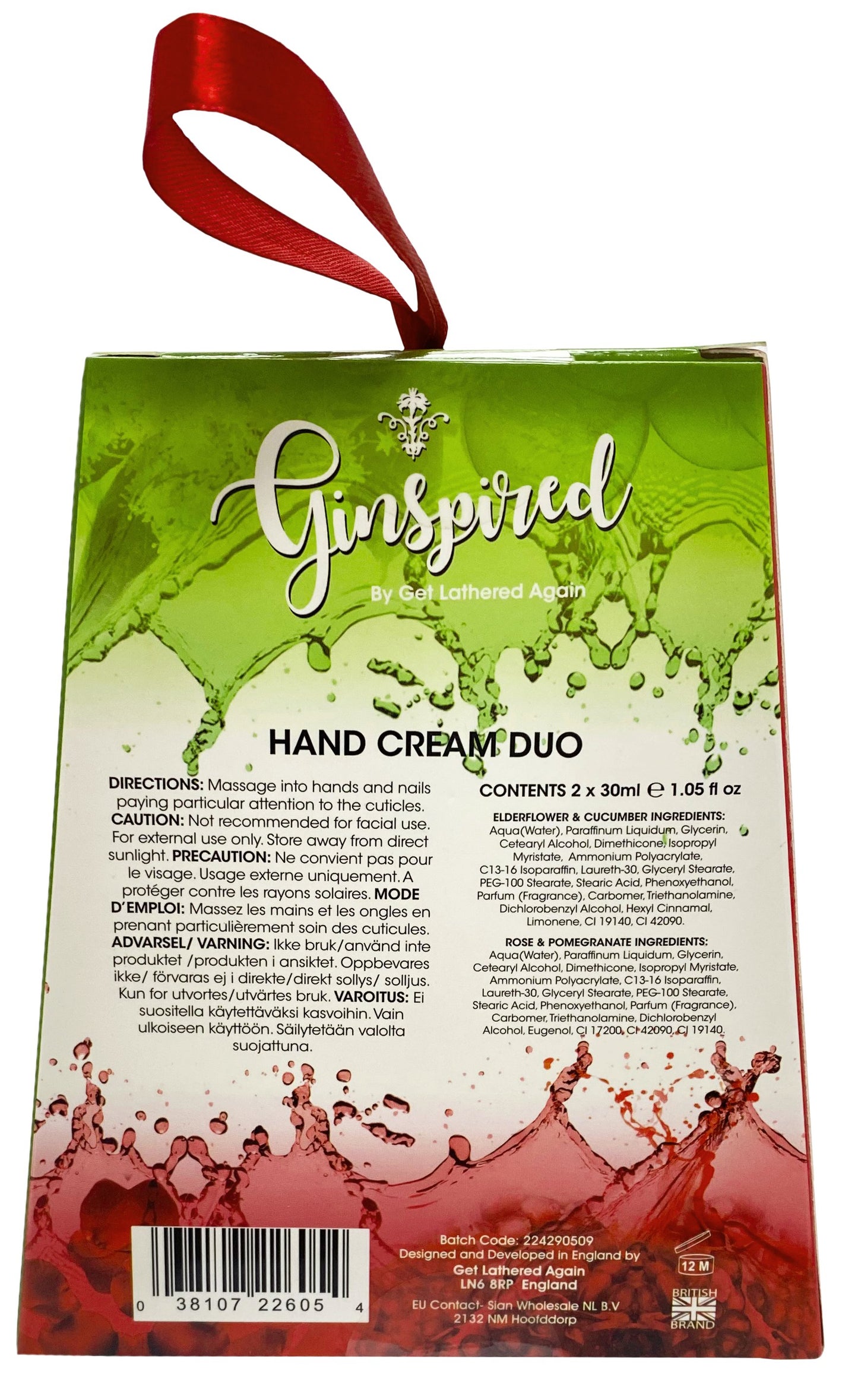 Ginspired Hand & Nail Cream Duo Rose & Pomegranate & Elderflower & Cucumber