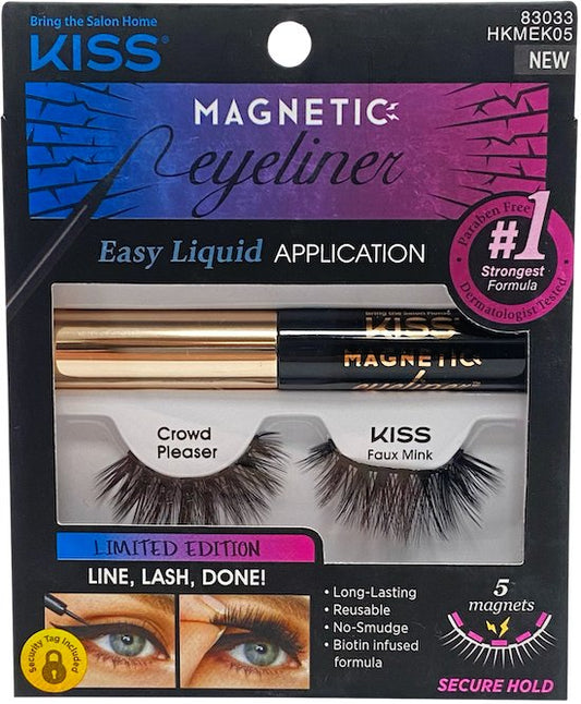 Kiss Magnetic Lash False Eyelashes Crowd Pleaser With Eyeliner