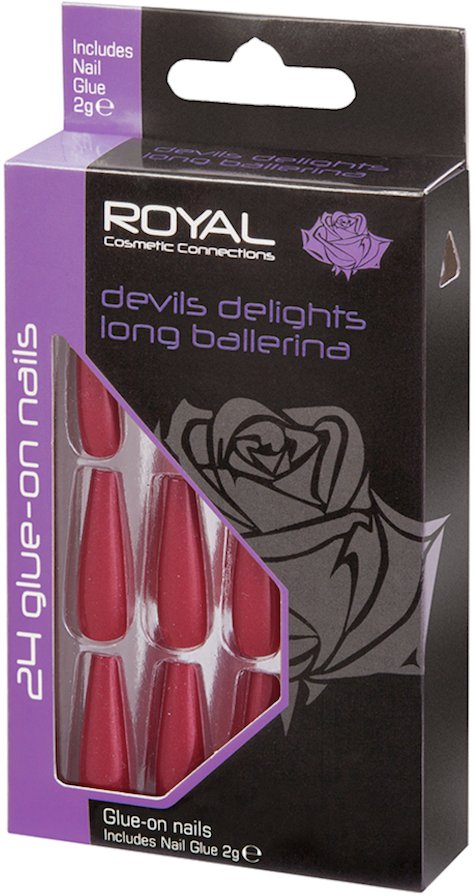 Royal Cosmetics 24 Devils Delights Ballerina Nails + 2G Glue